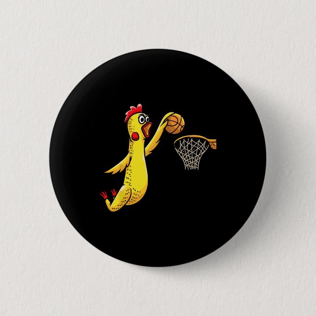 Fun Rubber Chicken Playing Basketball Player Sport 2 Inch Round Button (Front)