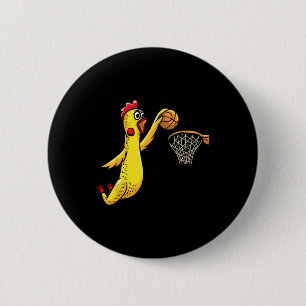 Fun Rubber Chicken Playing Bysketbyll Player Sport 2 Inch Round Button