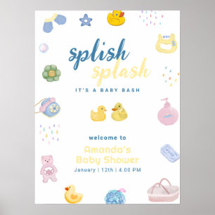 Fun Rubber Duck Bath Time Baby Shower Welcome  Poster