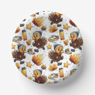 Fun Run Turkey Trot 5K Thanksgiving Running Design Paper Plate