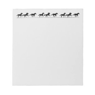 Fun Running Horses Black Silhouette Graphic art  Notepad