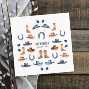 Fun Rustic Blue Luck Horse Cowboy Western Kid Bday Napkin