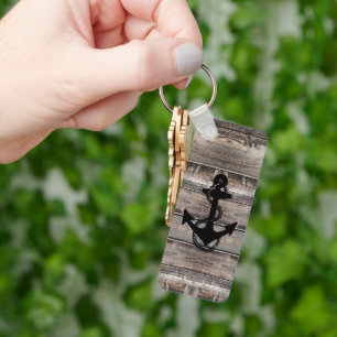 fun rustic nautical ANCHOR WITH NAME   Keychain