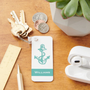 fun rustic, nautical ANCHOR WITH NAME Keychain