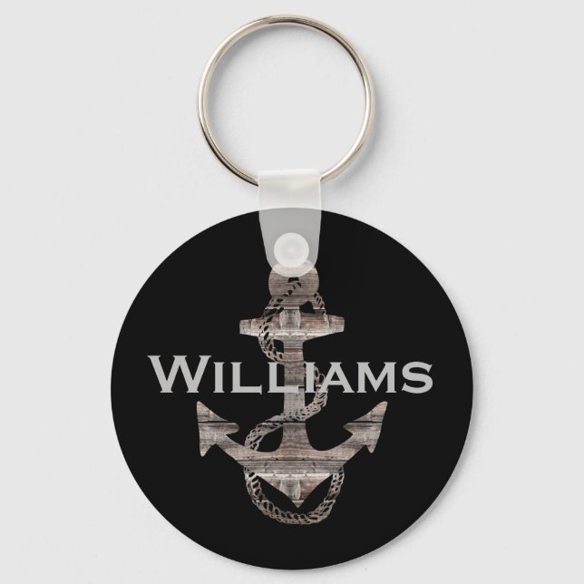 fun rustic, nautical ANCHOR WITH NAME | Keychain (Front)