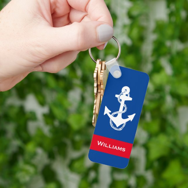 fun RWB nautical ANCHOR WITH NAME | Keychain (Hand)