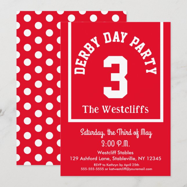 Fun Saddlecloth Derby Horse Race Party Dots Invitation (Front/Back)