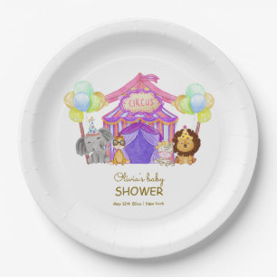 Fun Safari Circus Carnival Balloon Baby Shower  Paper Plate