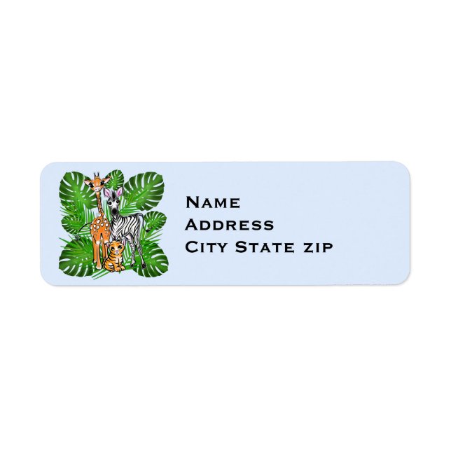 Fun Safari friends giraffe zebra tiger palm leaves (Front)