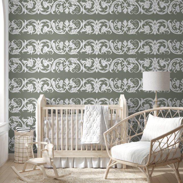 Fun Sage Green Creepy Face Minimalist Wallpaper (Kids)