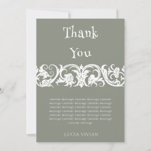 Fun Sage Green Minimalist Bridal Shower Thank You Card