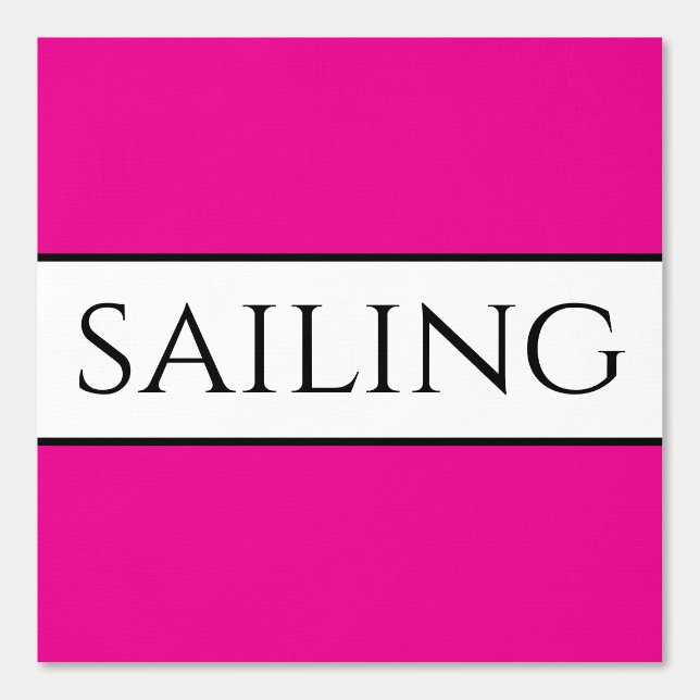 Fun SAILING Text Bright Pink Black White Stripes Wallpaper (Front)