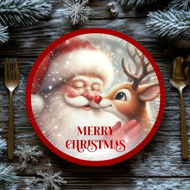 Fun Santa and Rudolph Christmas Dinner Plates (Fun Santa and Rudolph Christmas Dinner Plates)
