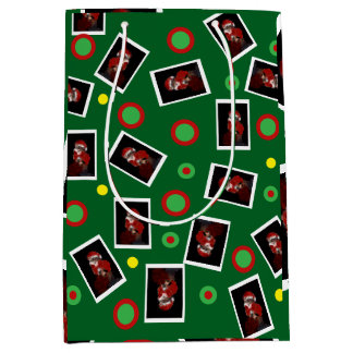 Fun Santa Cat Tabby Pet Maureen Girard noël Medium Gift Bag