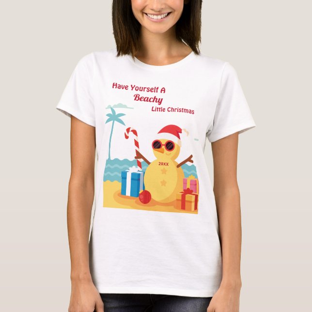 Fun Santa Claus Christmas New Year Personalize T-Shirt (Front)