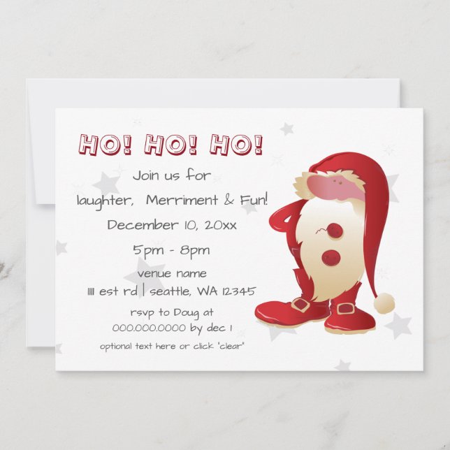 fun santa claus christmas party invitation (Front)