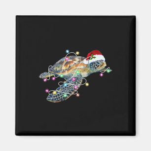 Fun Santa Hat Sea Turtle Christmas Lights Family M Magnet