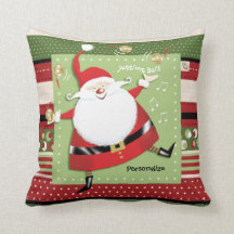 Fun Santa Juggling Sleigh Bells Pillow