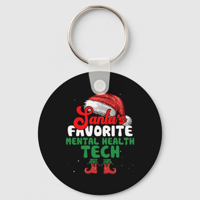 Fun Santa's Favourite Mental Health Tech Christmas Keychain (Front)