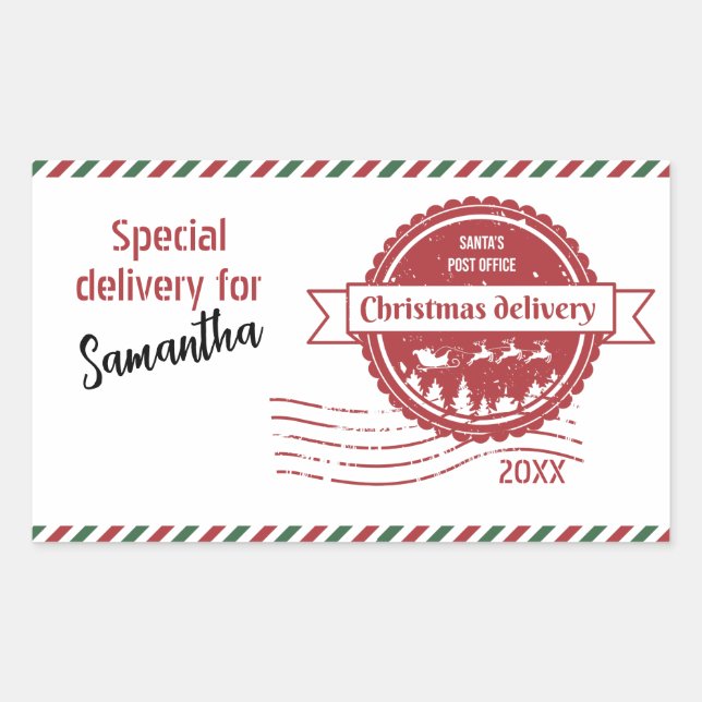 Fun Santa's Special Delivery Christmas Sticker (Front)