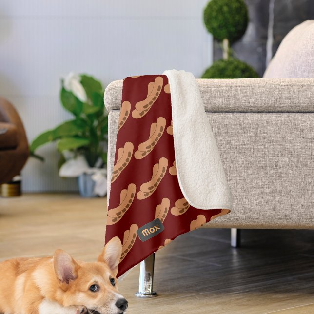 Fun Sausages Pattern to Personalize with Name Sherpa Blanket (Creator Uploaded)