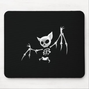 Fun Scary Dark Flying Skeleton Bat Halloween Cloth Mouse Pad