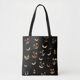 Fun Scary Jack O Lantern Pumpkin Halloween Faces Tote Bag