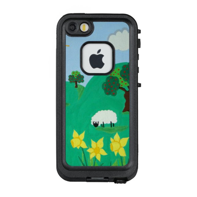 fun scenic illustration of cute sheep LifeProof iPhone case (Back)