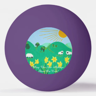 fun scenic illustration of cute sheep ping pong ball