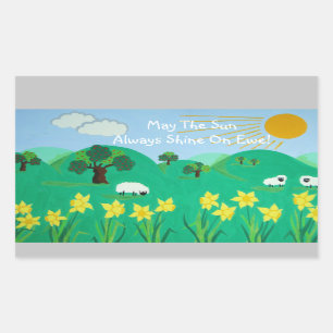 fun scenic illustration of cute sheep sticker