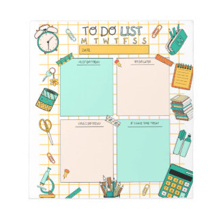 Fun School Child Green Orange To Do List Notepad