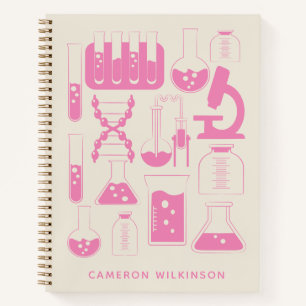 Fun Science Chemistry Laboratory Custom Pink Name Notebook