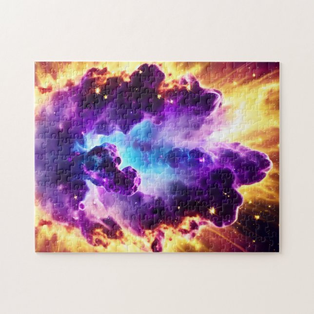 Fun Science Fiction Fire Galactic Purple Explosion Jigsaw Puzzle (Horizontal)