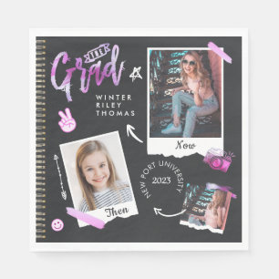 Fun Scrapbook Photo Album Notebook Then & Now Grad Napkin