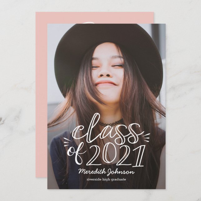 Fun Script EDITABLE COLOR Graduation Announcement (Front/Back)