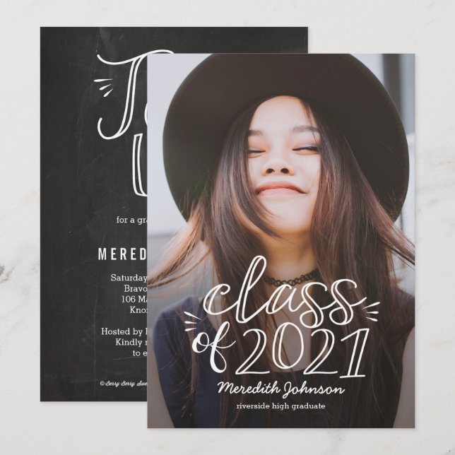 Fun Script Graduation Announcement Invitation (Front/Back)