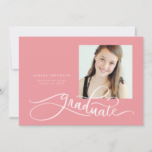 Fun Script Handlettered Graduation Announcement (Front)