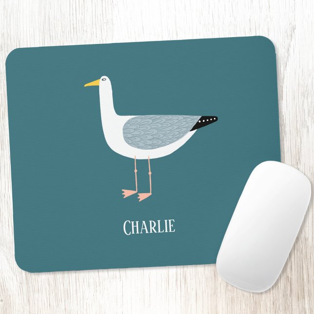 Fun Seagull Personalized Mouse Pad (Seagull personalized name  art mousemat)
