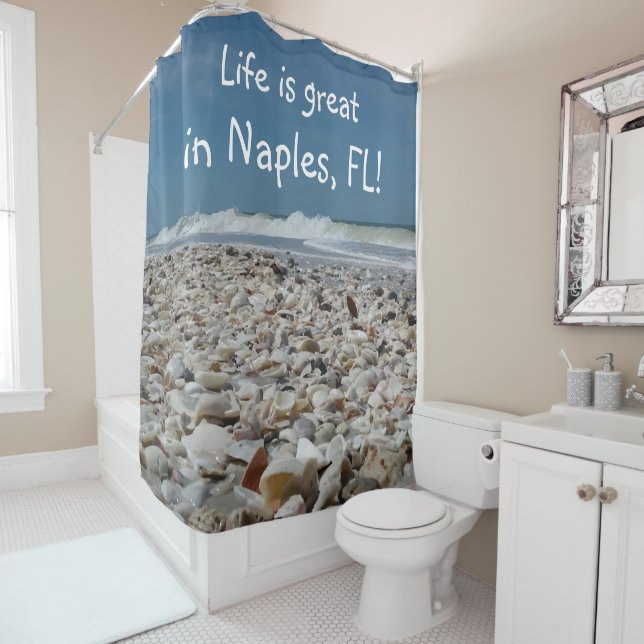 Fun Seashells at Naples Beach Shower Curtain (In Situ)