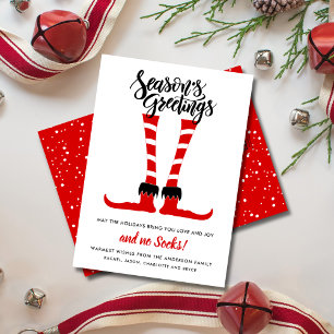 Fun Season's Greetings No Socks Holiday Card