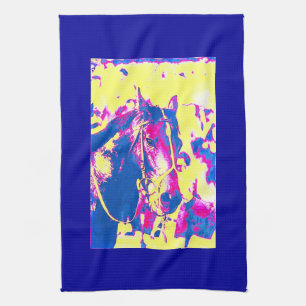 Fun Seattle Slew Thoroughbred Racehorse Watercolor Kitchen Towel