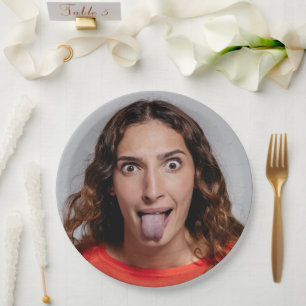 FUN Selfie Photo Upload Your Face Fun Party Paper Plate