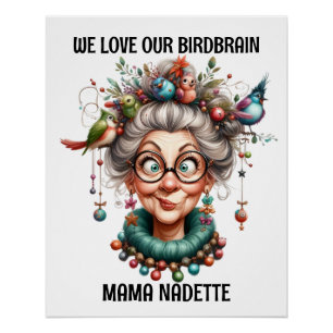 Fun Senior With Birds Poster