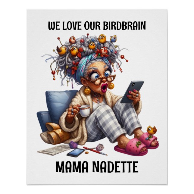 Fun Senior With Birds Poster (Front)