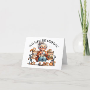 Fun Senior With Cats Note Card