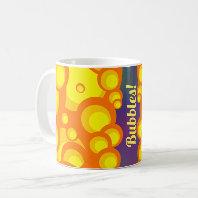 Fun Seventies Style Bubbles Coffee Mug (Front Left)