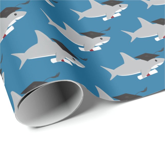 Fun Shark Graduation Wrapping Paper (Roll Corner)