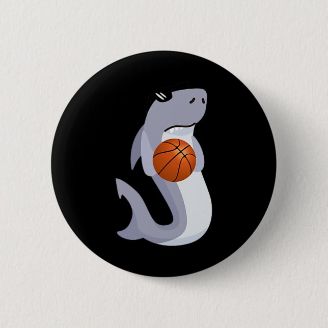 Fun Shark Wearing Sunglasses Playing Basketball  2 Inch Round Button (Front)