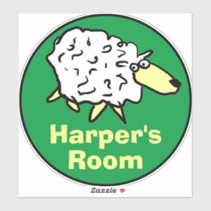Fun Sheep Cartoon on a Child's Bedroom Door