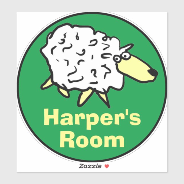 Fun Sheep Cartoon on a Child's Bedroom Door (Sheet)